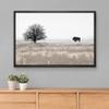 SIGNLEADER Framed Canvas Print Wall Art Countryside Bison Buffalo Tree Landscape Animals Wildlife Digital Art Realism Decorative Rustic Relax/Calm for Living Room, Bedroom, Office - 16"x24" Black view 3