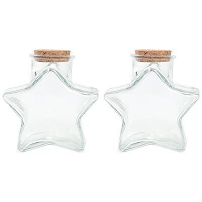 Glass Storage Jars 2pcs Star Shaped Clear Glass Jars Bottles Small DIY Hanging Bottles with Cork DIY Vial For Wishing Drifting Message s Small