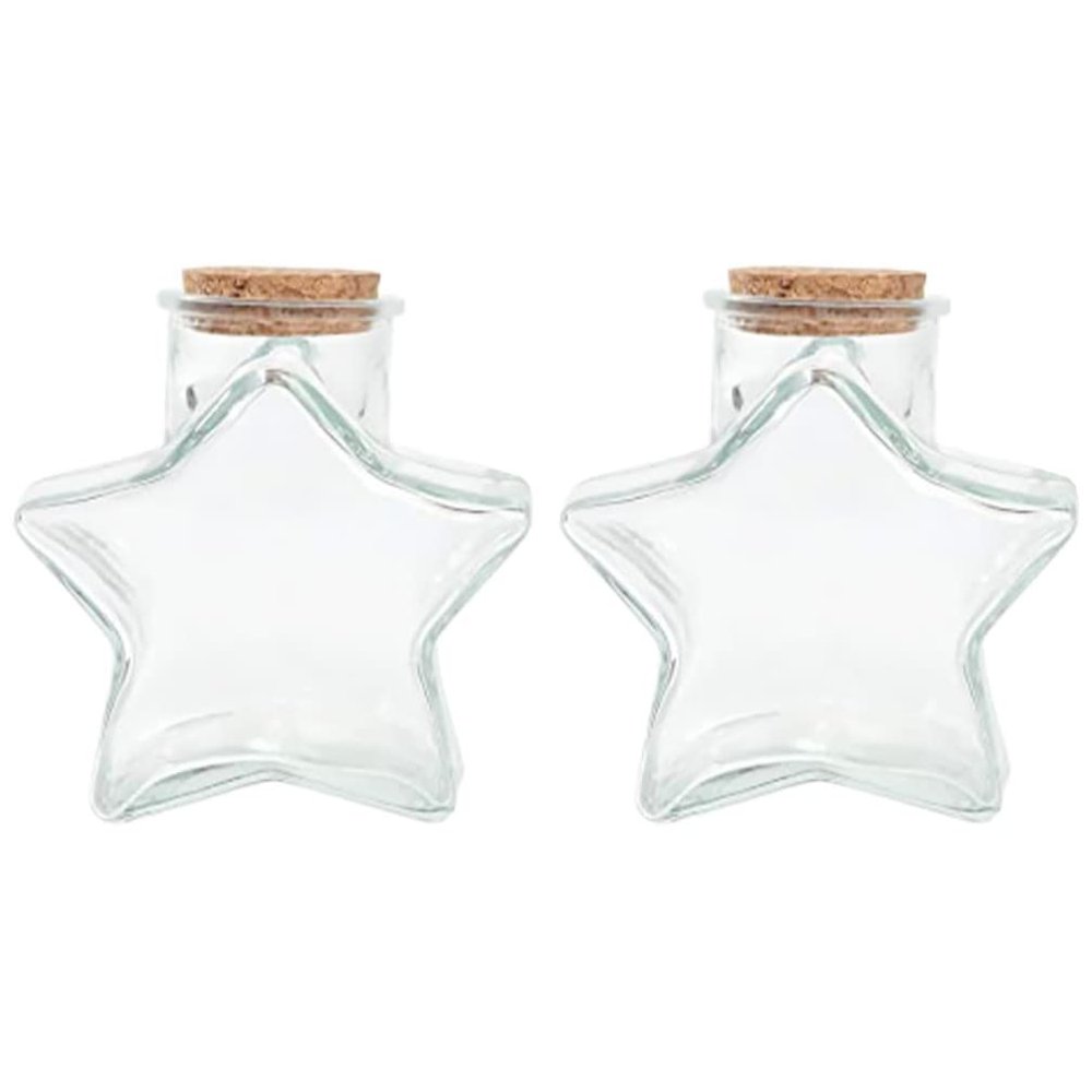 Glass Storage Jars 2pcs Star Shaped Clear Glass Jars Bottles Small DIY Hanging Bottles with Cork DIY Vial For Wishing Drifting Message s Small