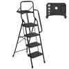 WiberWi 4 Step Ladder with Handrails Folding Step Stool with Tool Plateform, 330 lb Capacity Step Stools for Adults Portable Ladder for Home Kitchen Steel Frame with Non-Slip Wide Pedal view 1
