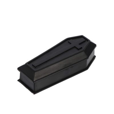 Homoyoyo Coffin Box Halloween Coffin Prop Plastic Candy Jewelry Boxes Ornament Black for Halloween Party Decoration Haunted House Prank Props Home Decor