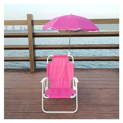 Kids Camping Chair Kids Beach Chair Portable Folding Chair Camping Chair with Sunshade Umbrella, 4 Colors (Color : Pink)