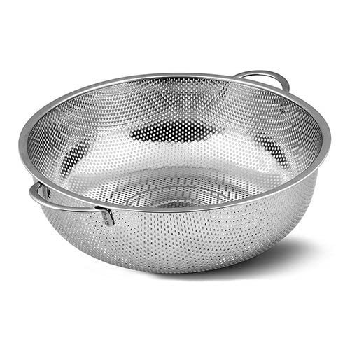 1pcs Stainless Steel Micro-perforated Strainer, Diameter 28.5 Cm Fruit Vegetable Washing Basket Strainer, Kitchen Tools