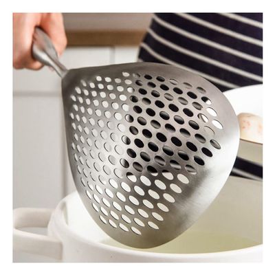 1PCS Stainless Steel Skimmer Strainer Slotted Ladle, Mesh Deep Fryer Oil Frying Scoop Colander Cooking Spoon, Kitchen Tools