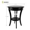 ECOMEX Round End Table,Tall Side Table with Drawer and Shelf, 2 Tier Classic Brown Wood Accent Table Sofa Side Table for Bedroom,Office, Small Spaces, Vintage European Style (Black) view 3