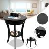 ECOMEX Round End Table,Tall Side Table with Drawer and Shelf, 2 Tier Classic Brown Wood Accent Table Sofa Side Table for Bedroom,Office, Small Spaces, Vintage European Style (Black) view 4