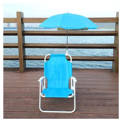 Kids Camping Chair Kids Beach Chair Portable Folding Chair Camping Chair with Sunshade Umbrella, 4 Colors (Color : Blue)
