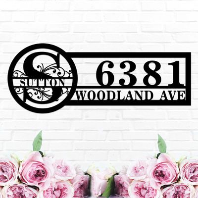 ONGNOU Custom Metal Address Plaque for Outside,Personalized Modern House Number Sign with Address Name,Outdoor Metal Sign,Wall Mounted Sign,Personalized Gifts, Housewarming Gift,Address Sign