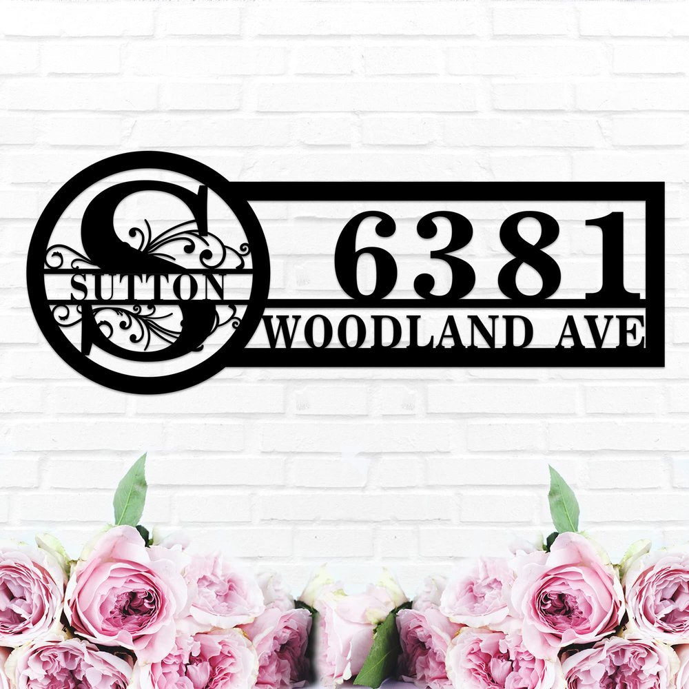 ONGNOU Custom Metal Address Plaque for Outside,Personalized Modern House Number Sign with Address Name,Outdoor Metal Sign,Wall Mounted Sign,Personalized Gifts, Housewarming Gift,Address Sign