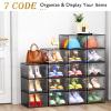 7 code Thicken & Sturdy Clear Shoe Storage Organizer with Magnetic Door, Stackable Boxes for Closet, Foldable Shoe Rack for Sneaker Boot Container, Plastic Shoe Cabinet Shoe Box 6 Pack, Black view 4