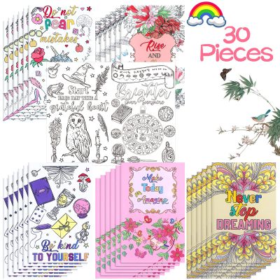 30 Pcs Inspirational Coloring Book Bulk Mandala Mini Activity Books with Positive Quote Motivational Coloring Gifts for Adults Stress Relieving Holiday Party Favors