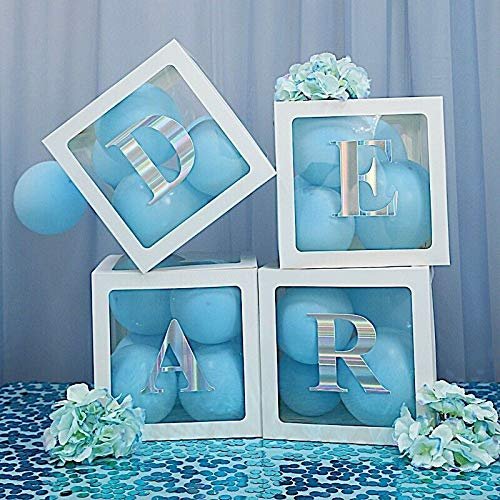 2 Pcs White 12" Transparent Balloon Boxes With Trim Centerpiece Decorations