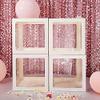 2 Pcs White 12" Transparent Balloon Boxes With Trim Centerpiece Decorations view 4