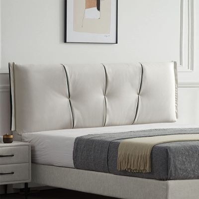 Headboard Cushion Reading Pillow Large Backrest Positioning Support Bolster Wall Pillow with Removable Cover Headboard Cover for Queen Size Bed,White,59"/150cm(Queen)