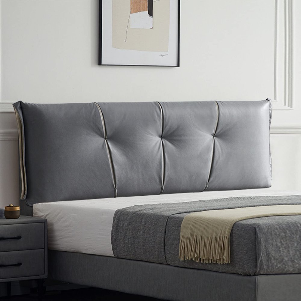 Headboard Cushion Reading Pillow Large Backrest Positioning Support Bolster Wall Pillow with Removable Cover Headboard Cover for Queen Size Bed,Gray,47.2"/120cm(Full)