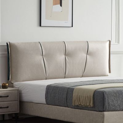 Headboard Cushion Reading Pillow Large Backrest Positioning Support Bolster Wall Pillow with Removable Cover Headboard Cover for Queen Size Bed,Beige,59"/150cm(Queen)