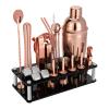 23 Piece Cocktail Shaker Set Bartender Kit with Acrylic Stand & Cocktail Recipes Booklet, Professional Bar Tools for Drink Mixing, Home, Bar, Party (Include 4 Whiskey Stones) - Gold Rose view 1