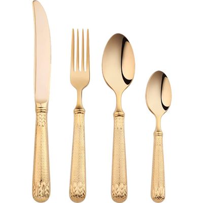 Gold Silverware Set for 2,18/10 Stainless Steel Flatware Cutlery Set, Modern Unique Eating Tableware Set,8 Piece Vintage Luxury Style Cutlery Set for Home Restaurant Wedding Party