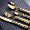 Gold Silverware Set for 2,18/10 Stainless Steel Flatware Cutlery Set, Modern Unique Eating Tableware Set,8 Piece Vintage Luxury Style Cutlery Set for Home Restaurant Wedding Party view 4