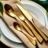 8 Piece Gold Silverware Set for 2,Modern Unique 18/10 Stainless Steel Flatware Cutlery Set, Eating Tableware Set,Vintage Luxury Style Cutlery Set for Home Restaurant Wedding Party view 3