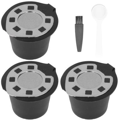Pilipane Reusable Coffee Pods for Coffee, Refillable Coffee Pod Capsules with Spoon Brush, Cup Pod Coffee Filters, 50ML Capsule Cup (3 Chrome)