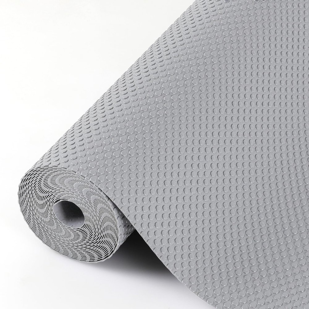 Hersvin Shelf Liners, 24in x 20ft Kitchen Drawer Mats, Non-Adhesive EVA Cupboard Protector, Cabinet Lining (Light Gray/Dot)