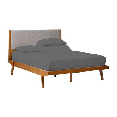 SlumberWell Top Split Cal King Sheets Sets for Adjustable Bed- 4 Piece Set Top Half Split Cal King Sheets for Lift Bed- Cotton, Flex Top Cal King Set Sheets 34" Split Head Up to 18 inch, Dark Grey