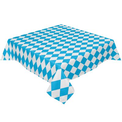 HELLOWINK Square/Round Table Cloths 60x60inch, Bavarian Flag Check Party Tablecloth Cotton Linens Table Covers for Kitchen Dinning Wedding Decoration, Stain/Wrinkle-Resistant, Washable, Blue White