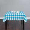 HELLOWINK Square/Round Table Cloths 60x60inch, Bavarian Flag Check Party Tablecloth Cotton Linens Table Covers for Kitchen Dinning Wedding Decoration, Stain/Wrinkle-Resistant, Washable, Blue White view 2