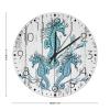12" Wood Wall Clock Nautical Beach Ocean Theme Sea Horse Wall Decor for Garage Custom Turtle Sea Life Seaturtle Seahorse Wall Clocks Round Wooden Wall Clock Country for Indoor Washroom view 2
