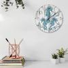 12" Wood Wall Clock Nautical Beach Ocean Theme Sea Horse Wall Decor for Garage Custom Turtle Sea Life Seaturtle Seahorse Wall Clocks Round Wooden Wall Clock Country for Indoor Washroom view 3
