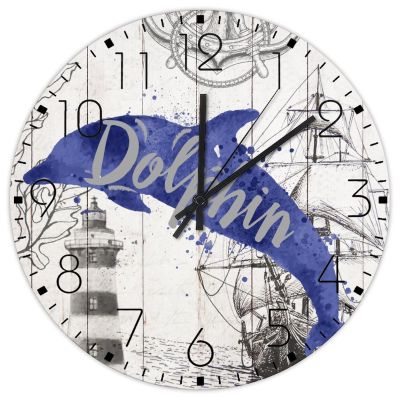 15" Silent Wall Clock Nautical Beach Ocean Theme Whale Home Decor for Garage Decorative Shells Starfish Beach Coastal Wall Clocks Round Wooden Wall Clock Rustic for Porch New Home