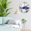 15 Inch Wood Wall Clocks Nautical Beach Ocean Theme Underwater Fish Home Decor for Patio Modern Shells Starfish Beach Coastal Wall Clocks Round Wooden Wall Clock Country for Church Girls Room view 4