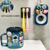 Automatic Toothpaste Dispenser & Toothpaste Holders and Wall Mounted Cup 3 Piece in a Set, is Wall Mounted for Bathroom,Toothpaste Squeezer for Kids & Family Shower by Mr. Thumbs(Navy Blue Set) view 2