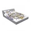 Ambesonne East 2 Pack Fitted Sheet & Pillow Sham Set, Fish Skeleton Lotus Art, 4 Pcs Bedding Decor, Package Contains 2 Queen Size Fitted Sheets & 4 Pillow Covers, Purple Yellow view 2