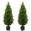3ft Artificial Topiary Trees Artificial Cedar Trees UV Resistant Bushes Potted Set of 2 Faux Shrubs for Outdoor Indoor Front Porch Garden view 1