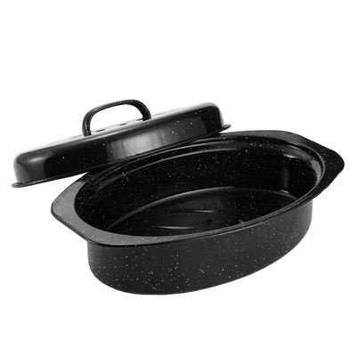 13 Granite Roasting Pan,Enameled Oval Roasting Pan with Domed Lid, Oval Turkey Roaster Pot, Broiler Pan Great - For Roasted Turkey, Chicken, Lamb, Vegetables 2026 Update