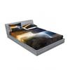 Ambesonne Landscape 2 Pack Fitted Sheet & Pillow Sham Set, Dark Clouds Mountain, 4 Pcs Bedding Decor, Package Contains 2 Queen Size Fitted Sheets & 4 Pillow Covers, Grey Orange view 2