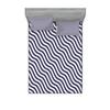 Ambesonne Navy 2 Pack Fitted Sheet & Pillow Sham Set, Wavy Stripes Dark Blue, 4 Pcs Bedding Decor, Package Contains 2 Queen Size Fitted Sheets & 4 Pillow Covers, Dark Blue and White view 1