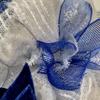 Blue Poinsettia Holiday Wreath Handmade Deco Mesh 24 inch and 28 inch diameters view 3