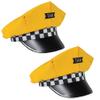 Beistle 2 Piece Fabric Novelty Taxi Cab Driver Hats for New York City Party Supplies NYC Decorations Yellow/Black/White view 1