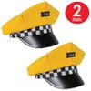 Beistle 2 Piece Fabric Novelty Taxi Cab Driver Hats for New York City Party Supplies NYC Decorations Yellow/Black/White view 3