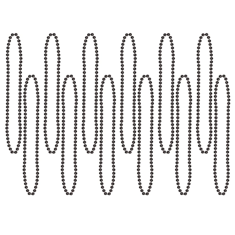Beistle Black Party Beads 48 Pack, Small Round Plastic Bead Necklaces, Classic Solid Color Celebration Wear & Event Accessories for Graduation Parties, Halloween, New Years Eve Celebrations, 33