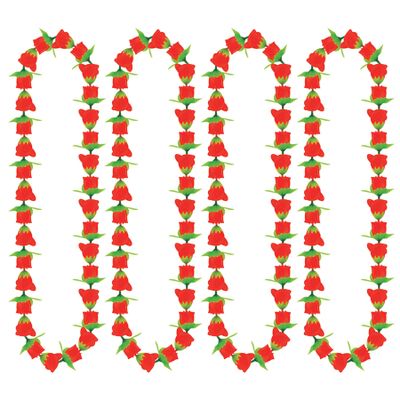 Beistle 4 Piece Fabric Rose Leis For Derby Day Party Luau Theme Hawaiian Tropical Floral Necklaces Hula Girl Accessories