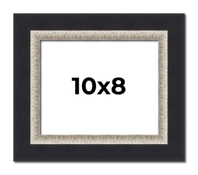 10x8 Frame Black Real Wood Picture Frame Width 2.25 Inches | Interior Frame Depth 0.5 Inches | Bridger Silver Traditional Photo Frame Complete with UV Acrylic, Foam Board Backing & Hanging Hardware