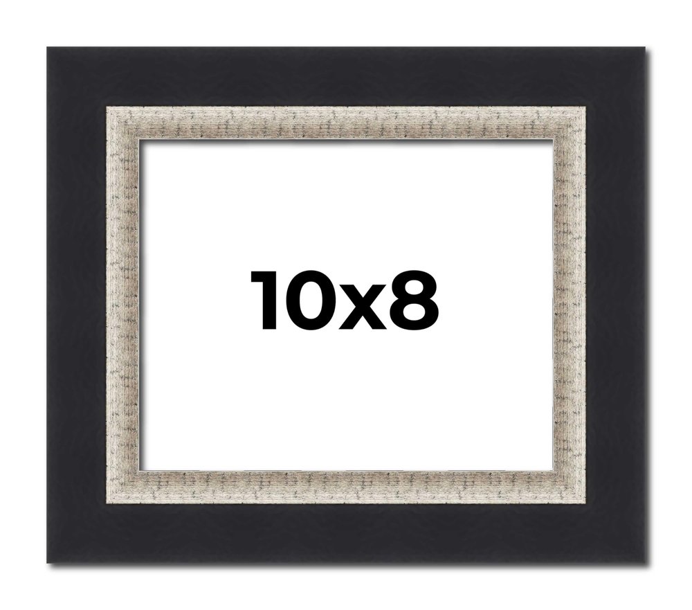 10x8 Frame Black Real Wood Picture Frame Width 2.25 Inches | Interior Frame Depth 0.5 Inches | Bridger Silver Traditional Photo Frame Complete with UV Acrylic, Foam Board Backing & Hanging Hardware