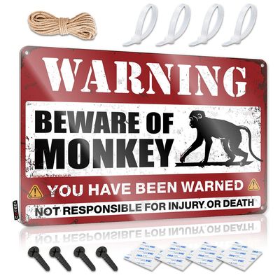 Garage Accessories for Man Cave Beware of Monkey Sign Funny Vintage Signs Funnymetal Sign ( Size : 30X40CM )