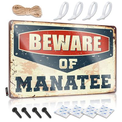 Garage Accessories for Man Cave Beware of Manatee Sign Funny Vintage Signs Funnymetal Sign ( Size : 30X40CM )
