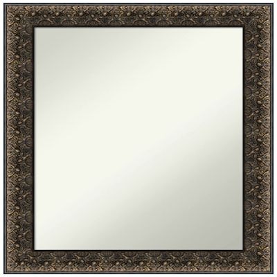 Amanti Art Black Bathroom Mirror for Over Sink, 29x23 Intaglio Embossed Black Rectangle Vanity Mirror, Medium Traditional Wood Frame, Hangs Horizonally and Vertically, Bathroom Wall Decor, Non-Beveled
