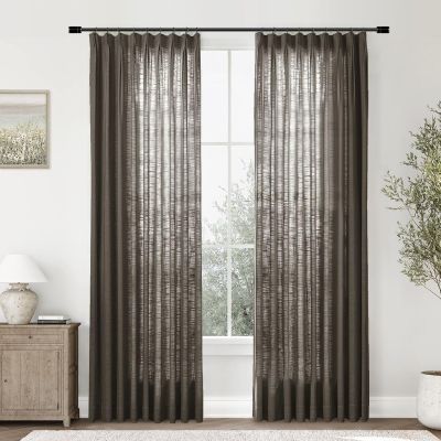 Gewvary Pinch Pleat Curtain, 72 W x 100 L inch Light Filtering Linen Curtain Drape Panel for Living Room and Silding Door (1 Panel, Chocolate Tart)